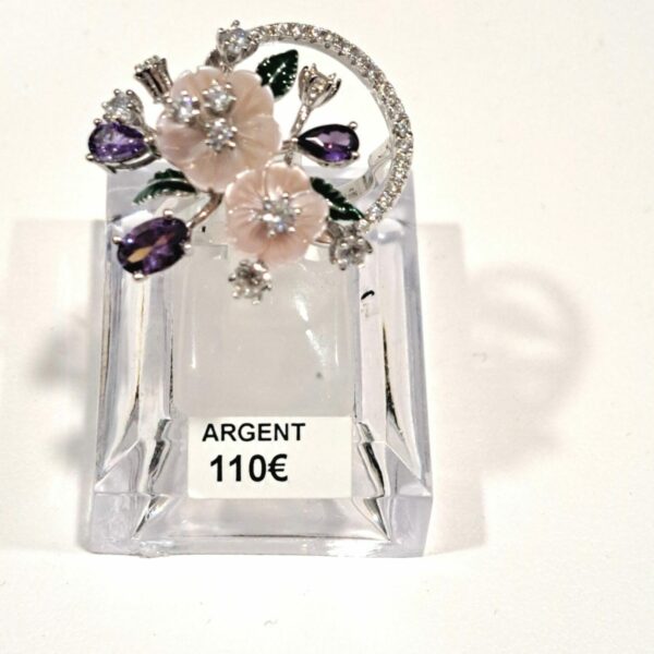 bague argent fleurs